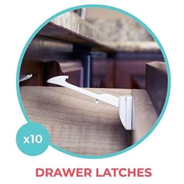 Toddleroo Drawer & Cabinet Tab Latches – 10-Pack Safety Solution