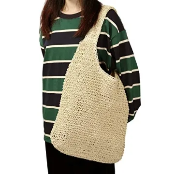 Ayliss Women Straw Woven Summer Beach Bag Handmade Tote