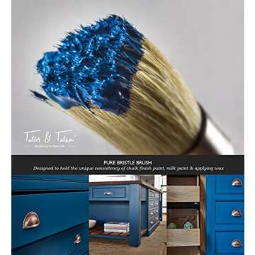 Chalk & Wax Paint Brush for Furniture - Painting or Waxing - Clear & Dark Soft Wax - Compatible with Annie Sloan Chalk Paint, Milk Paint, Home Decor, Stencils - Natural Pure Bristles