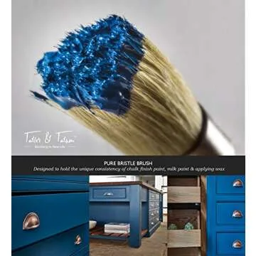 Chalk & Wax Paint Brush for Furniture - Painting or Waxing - Clear & Dark Soft Wax - Compatible with Annie Sloan Chalk Paint, Milk Paint, Home Decor, Stencils - Natural Pure Bristles