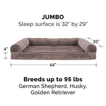 Furhaven Orthopedic Dog Bed for Large Dogs - Cozy Sofa Design with Washable Cover, Driftwood Brown