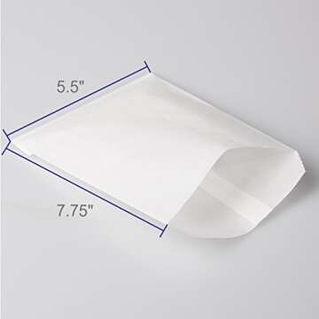 BagDream Glassine Waxed Paper Bags 5.5x7.75 Inches Pack of 100 Flat Glassine Bags Glassine Envelopes, Cookie Bags, Popcorn Bags