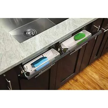 Rev-A-Shelf 14" Tip-Out Plastic Sink Trays for Kitchen and Bathroom Base Cabinet, Pull Out Vanity Shelf Home Organizer, White, 6572-14-11-52
