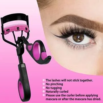 Eyelash Curlers with Comb IMMER LIEBEN Lash Curler with 5 Replacement Refills, 3 Combs, 10 Seconds Curl and Lifted Lashes Black and Purple