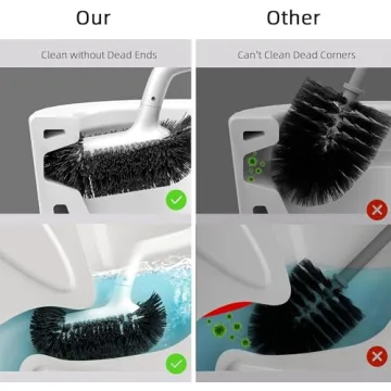 HAMITOR Toilet Bowl Brush Holder Set for Deep Cleaning