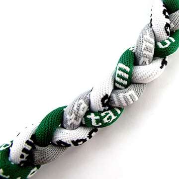 MapofBeauty 18" Sport Style Three Colors Fashion Three Braided Rope Tornado Necklace (Grey/Green/Whi...