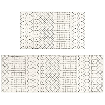 Xsinufn Boho Kitchen Mat Set of 2, Modern Farmhouse Rugs Non-Skid Washable