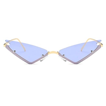 Armear Small Cateye Sunglasses - Futuristic Rimless Mirrored Lens in Purple 63mm
