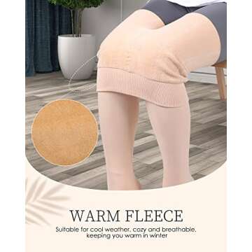 Foaincore 4 Pairs Fleece Lined Tights Women Fleece Lined Leggings Translucent Winter Sheer Tights Warm Pantyhose for Women(200g,Stirrup,Black, Brown, Nude)