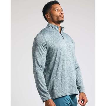 Real Essentials Mens Big and Tall King Size Quarter 1/4 Zip Pullover Long Sleeve Athletic Dry Fit Shirt Gym Running Golf Half Zip Top Workout Sweatshirts Sweater Jacket, Set 3, 5X Tall, Pack of 3