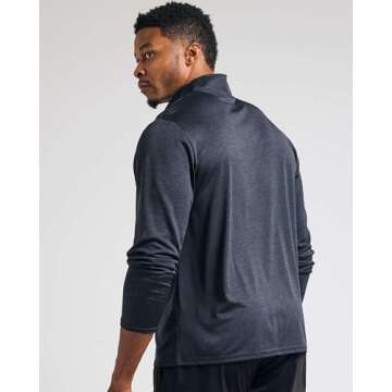 Real Essentials Mens Big and Tall King Size Quarter 1/4 Zip Pullover Long Sleeve Athletic Dry Fit Shirt Gym Running Golf Half Zip Top Workout Sweatshirts Sweater Jacket, Set 3, 5X Tall, Pack of 3