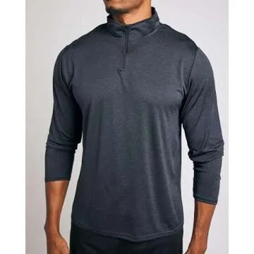 Real Essentials Mens Big and Tall King Size Quarter 1/4 Zip Pullover Long Sleeve Athletic Dry Fit Shirt Gym Running Golf Half Zip Top Workout Sweatshirts Sweater Jacket, Set 3, 5X Tall, Pack of 3