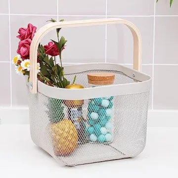 Ymeibe Mesh Steel Storage Organizer Basket for Home Use