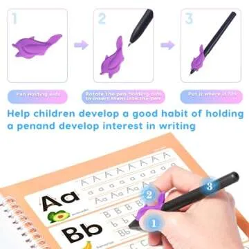 Large Size Magic Practice Copybook, Reusable Handwriting Practice Book, for Preschool Kids Age 3-8 ​Calligraphy (4 Books with Pens)