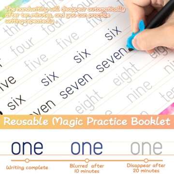 Large Size Magic Practice Copybook, Reusable Handwriting Practice Book, for Preschool Kids Age 3-8 ​Calligraphy (4 Books with Pens)
