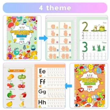 Large Size Magic Practice Copybook, Reusable Handwriting Practice Book, for Preschool Kids Age 3-8 ​Calligraphy (4 Books with Pens)