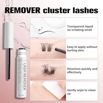 VEYESBEAUTY Cluster Lash Glue Remover 5ML Eyelash Remover for DIY Lash Extensions at home Clear Remover for Self-application Individual Lashes