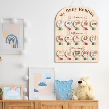 Wooden Chore Chart Visual Schedule for Kids Routine
