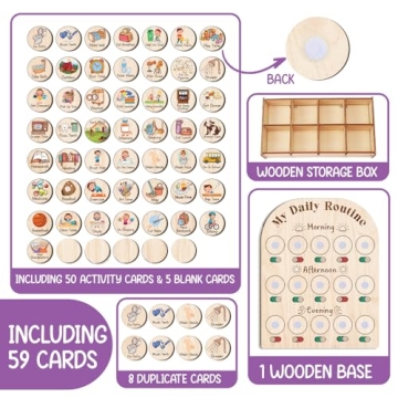 Wooden Chore Chart Visual Schedule for Kids Routine