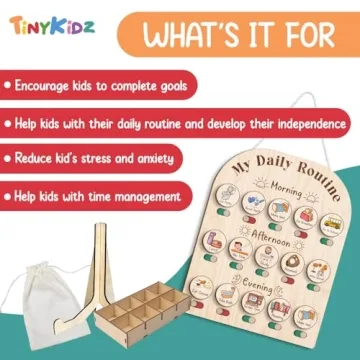 Wooden Chore Chart Visual Schedule for Kids Routine