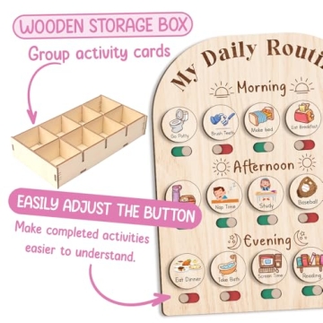 Wooden Chore Chart Visual Schedule for Kids Routine