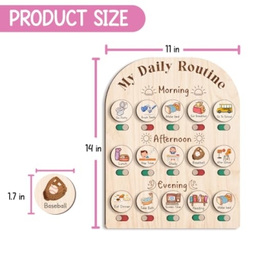 Wooden Chore Chart Visual Schedule for Kids Routine