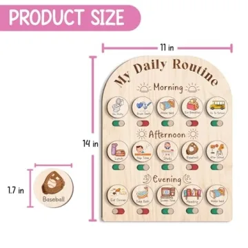 Wooden Chore Chart Visual Schedule for Kids Routine