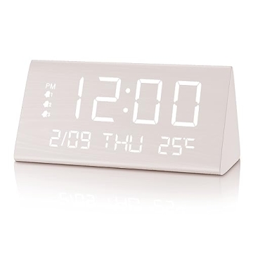 JALL Digital Wooden Alarm Clock with Multiple Alarms