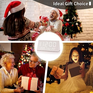 JALL Digital Wooden Alarm Clock with Multiple Alarms