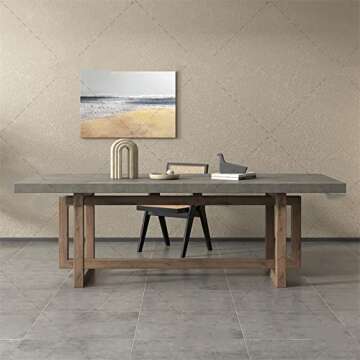 RAGGZZ Dining Table Concrete Grey Dining Table for 6 Rectangle Wooden Tabletop