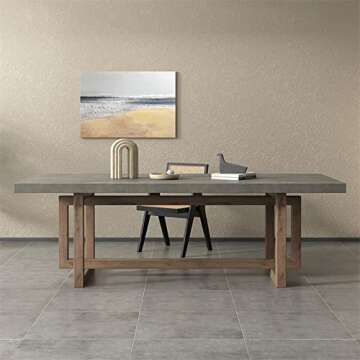 RAGGZZ Dining Table Concrete Grey Dining Table for 6 Rectangle Wooden Tabletop