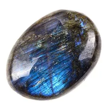 Labradorite Palm Stone Crystal Natural Chakra Reiki Polished Healing Pocket Worry Stone Crystal for Anxiety Stress Relief Therapy