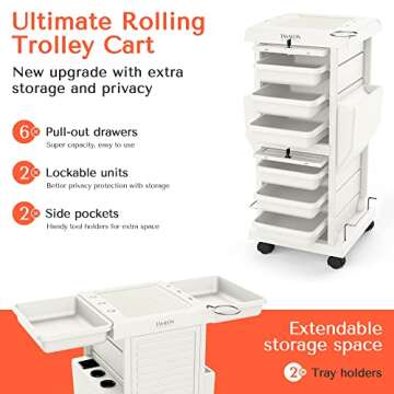 TASALON Ultimate Salon Trolley Cart for Salon Station Space Saving Salon Rolling Cart for Extra Stor...