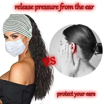 Efdagsad Boho Button Headband for Comfortable Mask Wear