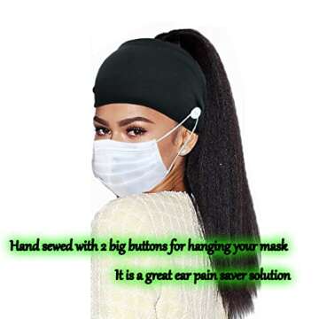 Efdagsad Boho Button Headband for Comfortable Mask Wear