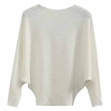 GABERLY Boat Neck Batwing Sleeves Dolman Knitted Sweater - Stylish Comfort for All Occasions