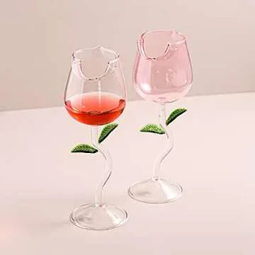 YGHQAP 5 Oz Creative Rose Flower Wine Glasses Set
