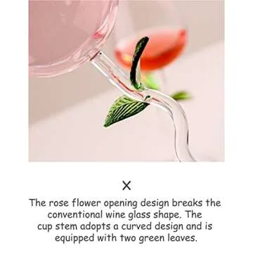 YGHQAP 5 Oz Creative Rose Flower Wine Glasses Set