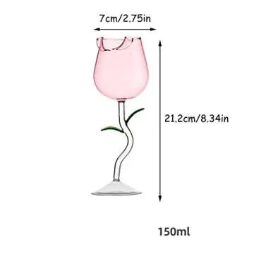YGHQAP 5 Oz Creative Rose Flower Wine Glasses Set