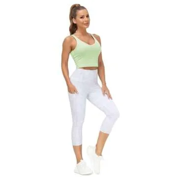 Women’s Longline Sports Bra Wirefree Padded Medium Support Yoga Bras Gym Running Workout Tank Tops(Pale Green, Large)