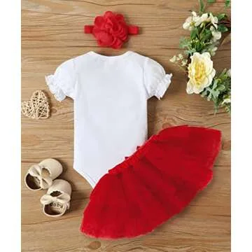 GRNSHTS Baby Girl Birthday Outfits Cake Smash Strawberry One Romper Tutu Skirt Headflower Party Photo Photography Clothes(Red,12-18M)