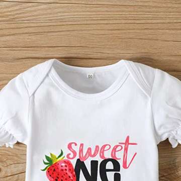 GRNSHTS Baby Girl Birthday Outfits Cake Smash Strawberry One Romper Tutu Skirt Headflower Party Photo Photography Clothes(Red,12-18M)