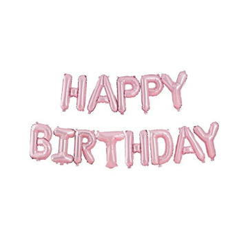 Ginger Ray Pastel Pink Happy Birthday Party Balloon Bunting Decoration Banner No Helium Needed, 12 x...