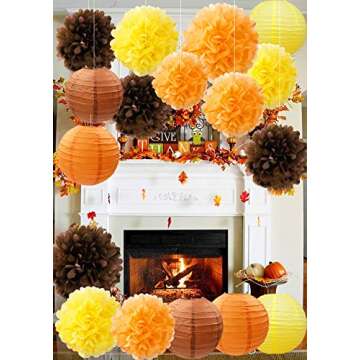 Furuix Fall Party Decorations, Autumn Decorations, Thanksgiving Party Package, Orange Party Kit,Tiss...