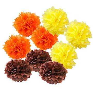 Furuix Fall Party Decorations, Autumn Decorations, Thanksgiving Party Package, Orange Party Kit,Tissue Pom Pom Paper Lanterns Thanksgiving Party Decorations/Birthday Party Decorations
