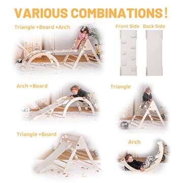 RMHDSLF 5-in-1 Foldable Pikler Triangle Set for Toddlers
