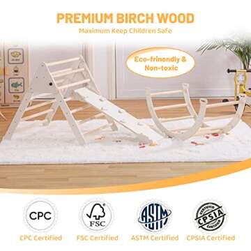 RMHDSLF 5-in-1 Foldable Pikler Triangle Set for Toddlers