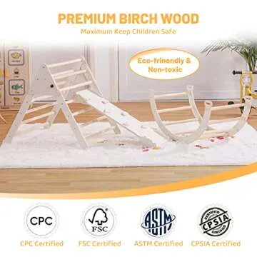 RMHDSLF 5-in-1 Foldable Pikler Triangle Set for Toddlers