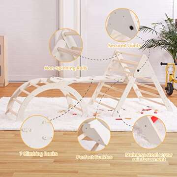 RMHDSLF 5-in-1 Foldable Pikler Triangle Set for Toddlers