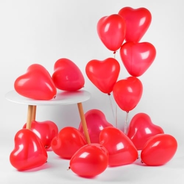 100 Pack Heart Shaped Balloons,10 Inch Latex Heart Balloons for Valentine's Day Engagement Wedding P...